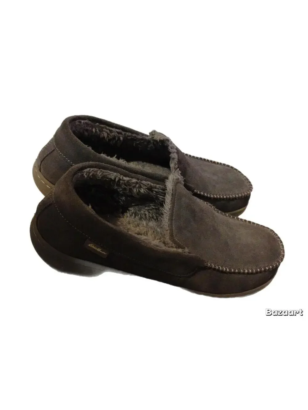 Eddie Bauer Men's Moccasin Suede Faux Fur Lined Slipper XL 11-12 Comfort